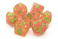 Old School 7 Piece DnD RPG Dice Set: Infused - Frosted Firefly - Blind Eternities Games and Hobby Shop