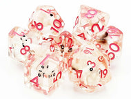 Old School 7 Piece DnD RPG Dice Set: Infused - Pink Bunny Rabbit - Blind Eternities Games and Hobby Shop
