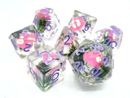 Old School 7 Piece DnD RPG Dice Set: Infused - Pink Shrooms - Blind Eternities Games and Hobby Shop
