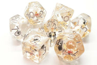 Old School 7 Piece DnD RPG Dice Set: Infused - Snow Man - Blind Eternities Games and Hobby Shop