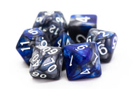 Old School 7 Piece DnD RPG Dice Set: Vorpal - Silver & Blue - Blind Eternities Games and Hobby Shop
